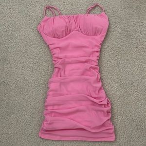 Tenshoppe Pink Ruched Minidress